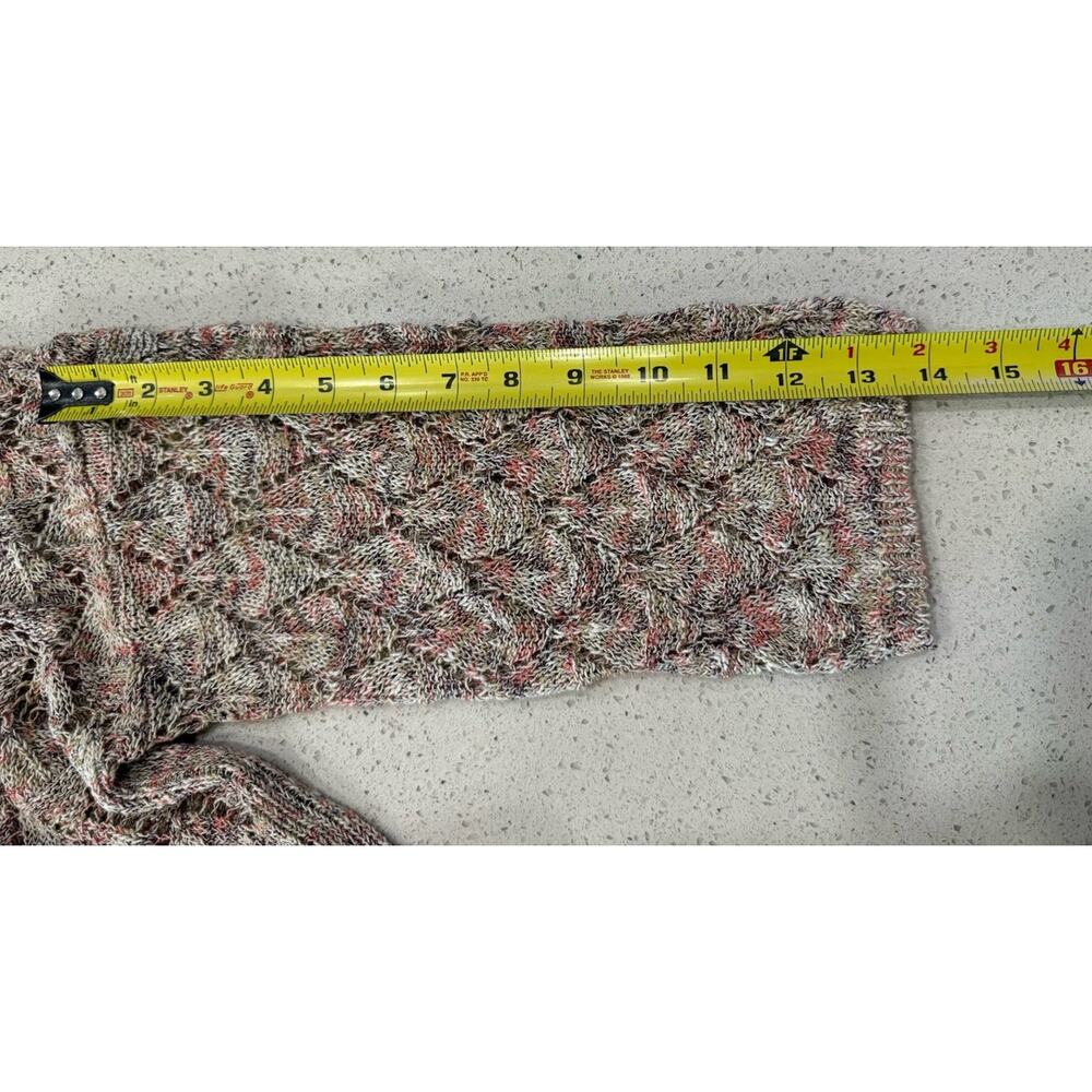 J Jill L Open Knit Crochet Sweater Pebbled Multi Speckled Diamond Pattern - Picture 6 of 9
